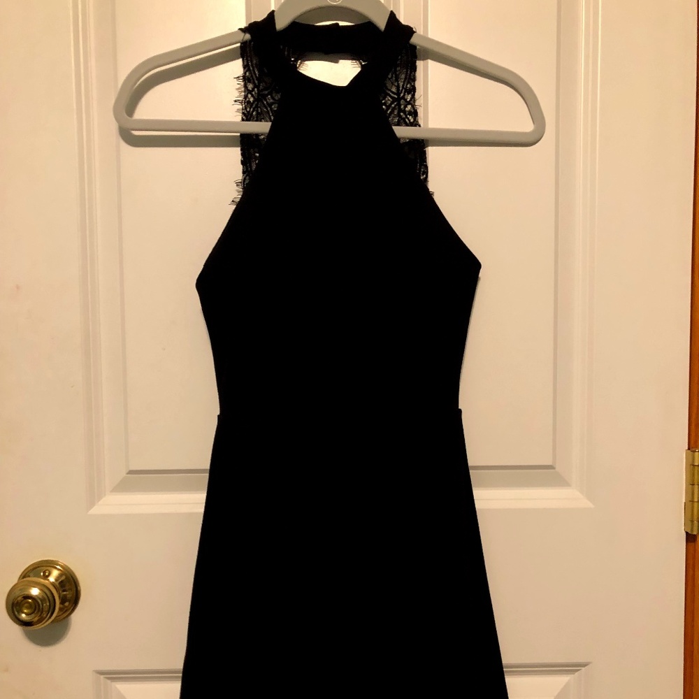 Lulus Black Lace Skater Dress (XS)